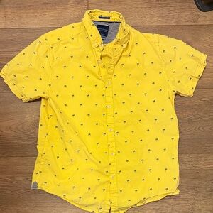 Denim & Flower Yellow Palm Print Casual Shirt